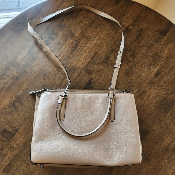 NEW Coach Brooklyn 34 Carryall Stone Pebbled Leather Large Convertible Satchel - Picture 4 of 16